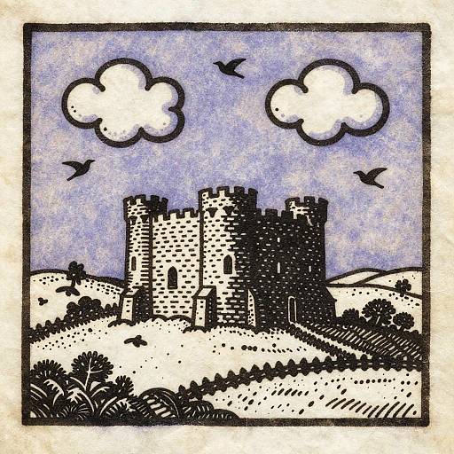 Medieval Silhouette Keep in Countryside