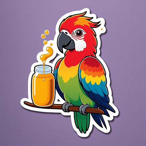 Parrot Holding Honey Sticker Design Parrot Holding Honey Sticker Design