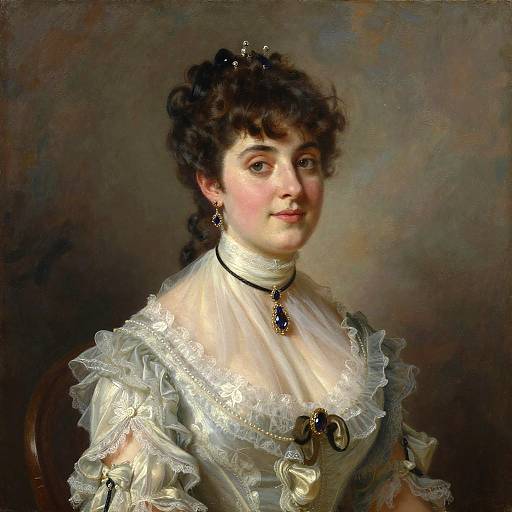 Elegant Victorian Lady Oil Painting