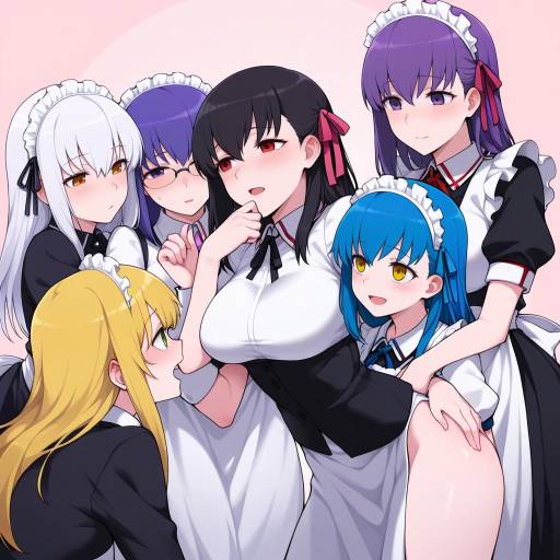 Colorful Maid Girls with Diverse Hairstyles