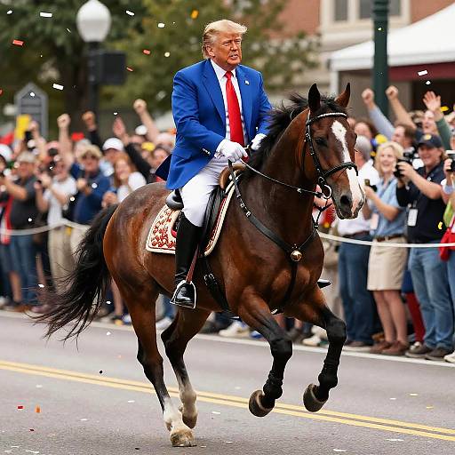 Trump Riding Horse at Grand Parade
