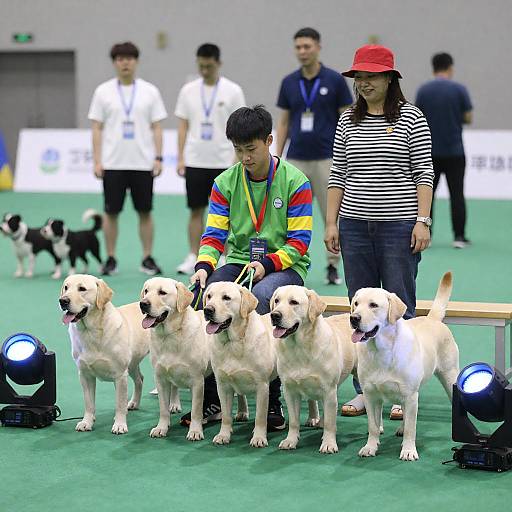 Vibrant Dog Show with Labradors and Friends