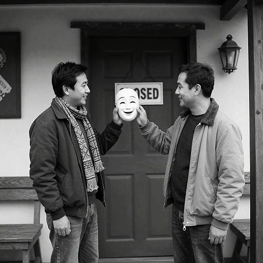 Charming Encounter on a Wooden Porch