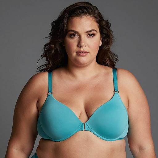 Plus-Sized Woman in Turquoise Bra