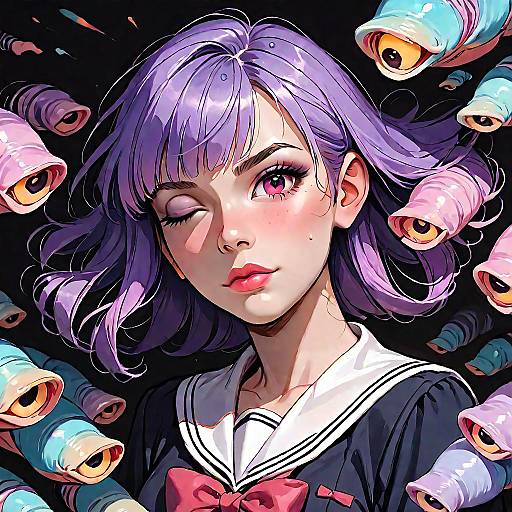 Schoolgirl Monster with Ripped Clothes