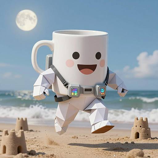Cheerful Mage Mug Adventurer at the Beach