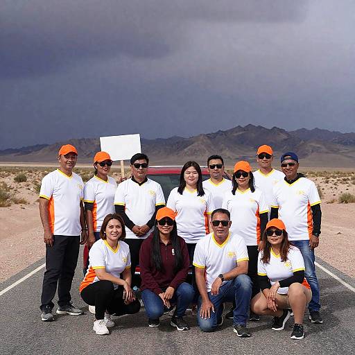Cheerful Adventure on a Desert Road