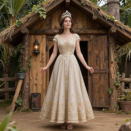 Woman in Tiki Room Dress