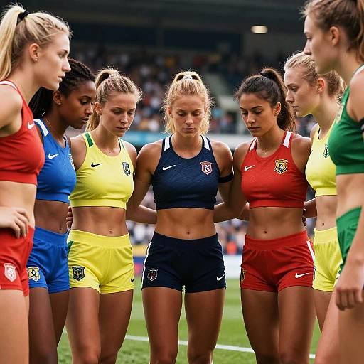 Diverse Sports Team Huddle Intensity