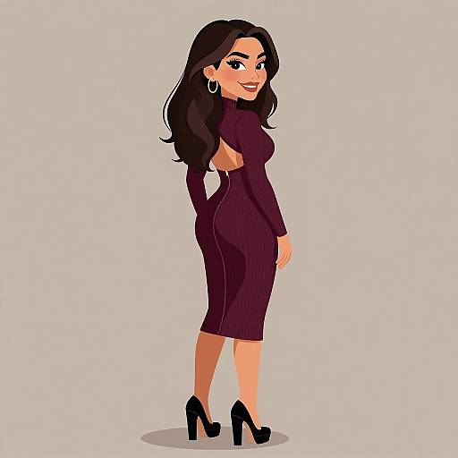 Chic Woman in Burgundy Ribbed Dress