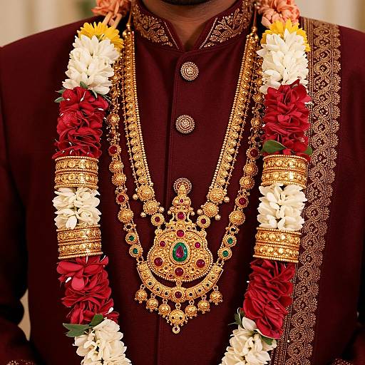 Elegant South Indian Groom Jewellery Close-up