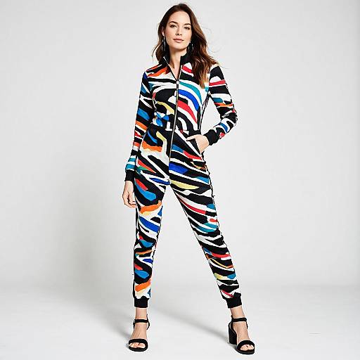 Contemporary Woman in Colorful Jumpsuit