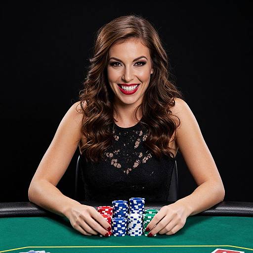 Confident Woman at Poker Table