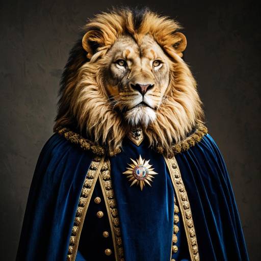 Regal Anthropomorphic Lion in Royal Attire