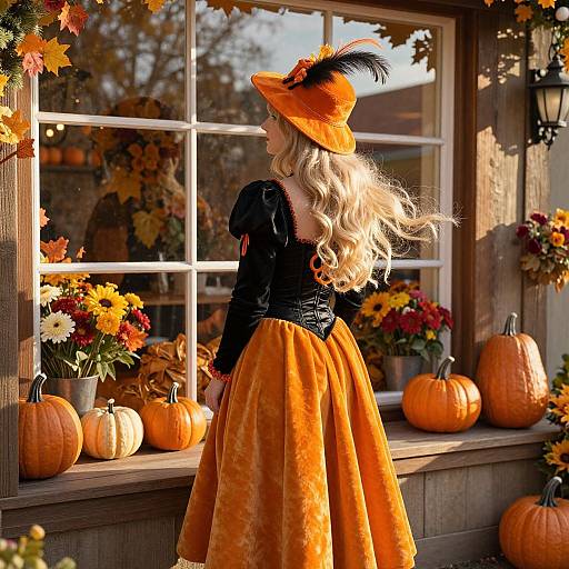 Autumn Elegance Woman in Velvet Costume