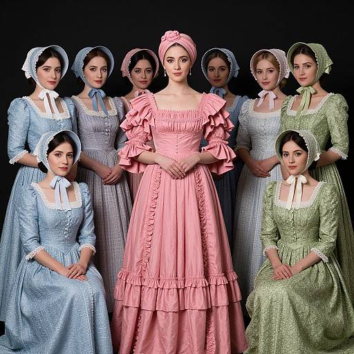 Elegant Vintage Woman in Pink Gown