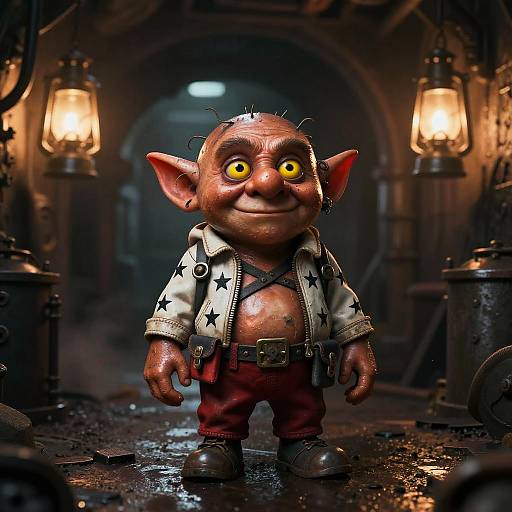 Dieselpunk Gremlin Mechanic in Steam Tunnels