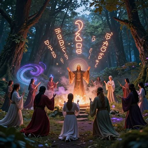 Ancient Ritual in Mystical Forest