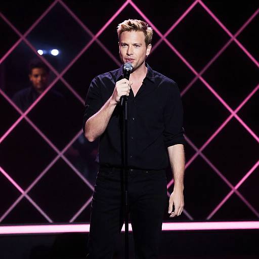 Intense Performer in Pink Spotlight