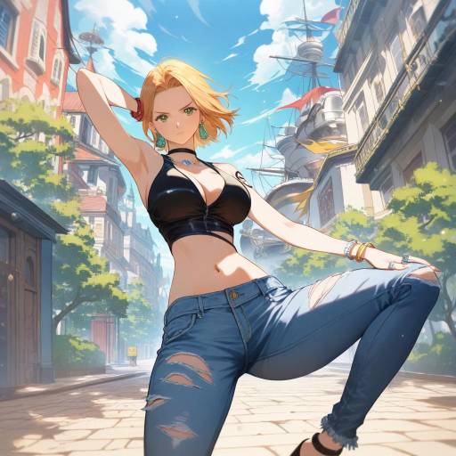 Stylish Girl on Ship in Denim