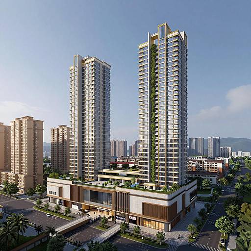 Modern Luxury Residential Towers with Commercial Podium