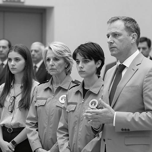 Black-and-White Serious Group Portrait