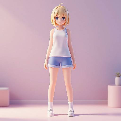 Minimalist VTube Model in Pastel Light