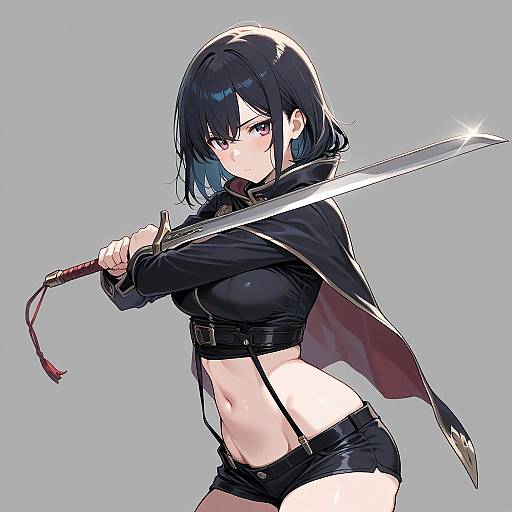 Girl Wielding Sword with Pure Face