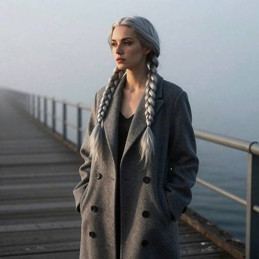 Ethereal Chiaroscuro Woman on Pier