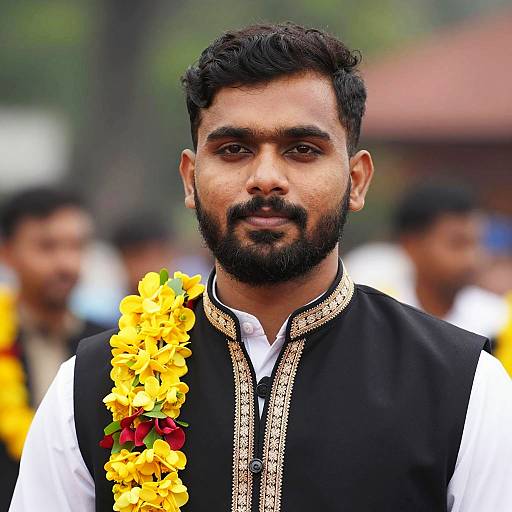 Traditional Attire with Floral Embellishment