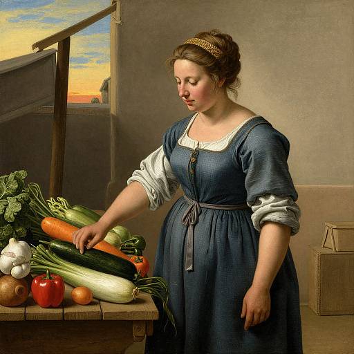 Rustic Market Woman in Golden Light