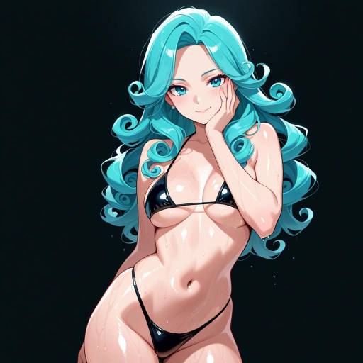 Athletic Woman in Black Bikini Pose Athletic Woman in Black Bikini Pose