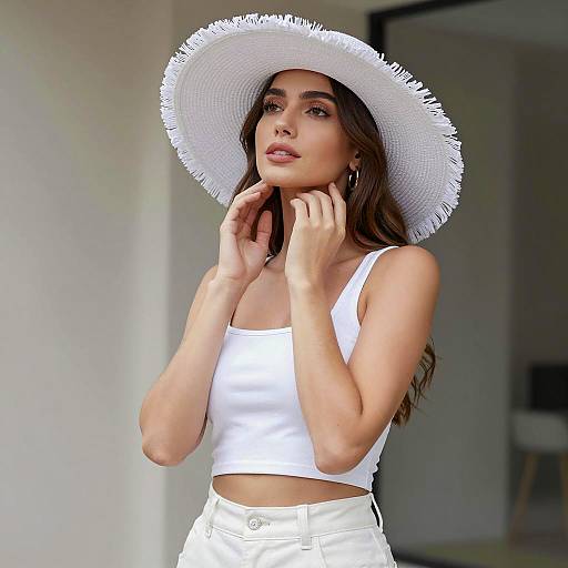 Elegant Woman in White Sunhat Photograph