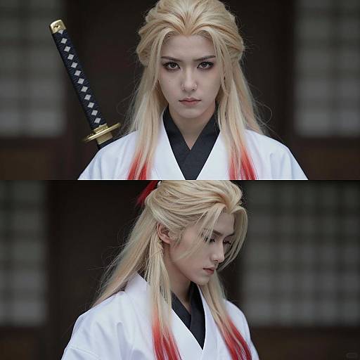 Dramatic Dual Portrait of Warrior Aesthetic