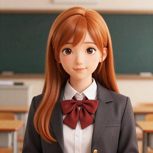 Realistic 3D Portrait of Schoolgirl