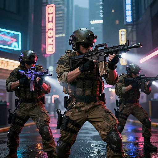 Neon City Soldiers Tactical Scene