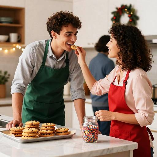 Joyful Kitchen Scene with Friends Baking
