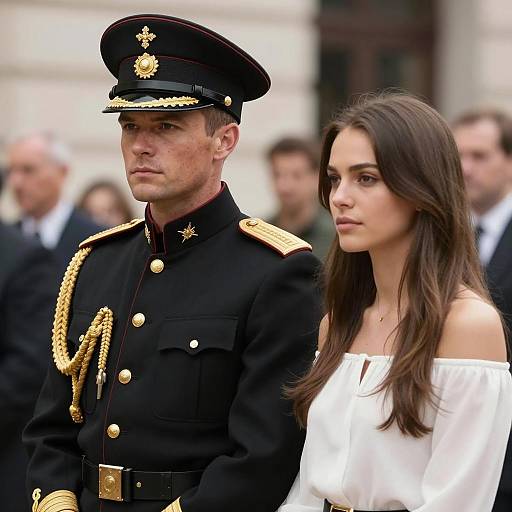 Military Pair in Soft Focus Background