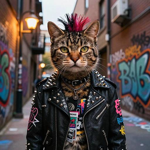 Punk Rock Cat in Graffiti Alley