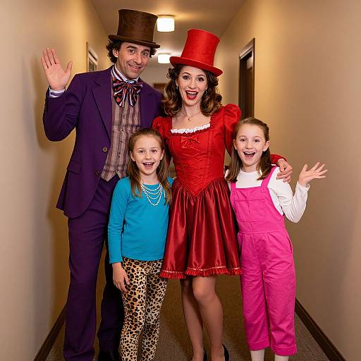 Joyful Family in Vibrant Halloween Costumes