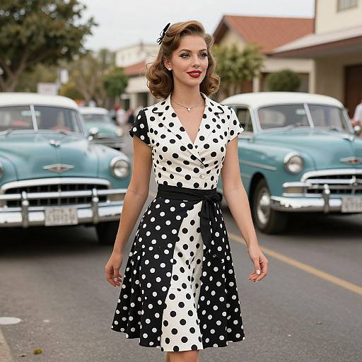 Retro Glamour Woman with Vintage Cars