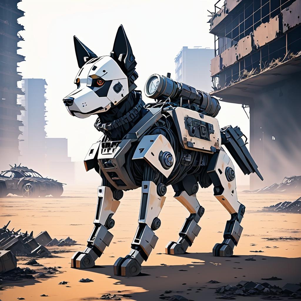 Robot Dog in a Post-Apocalyptic Wasteland