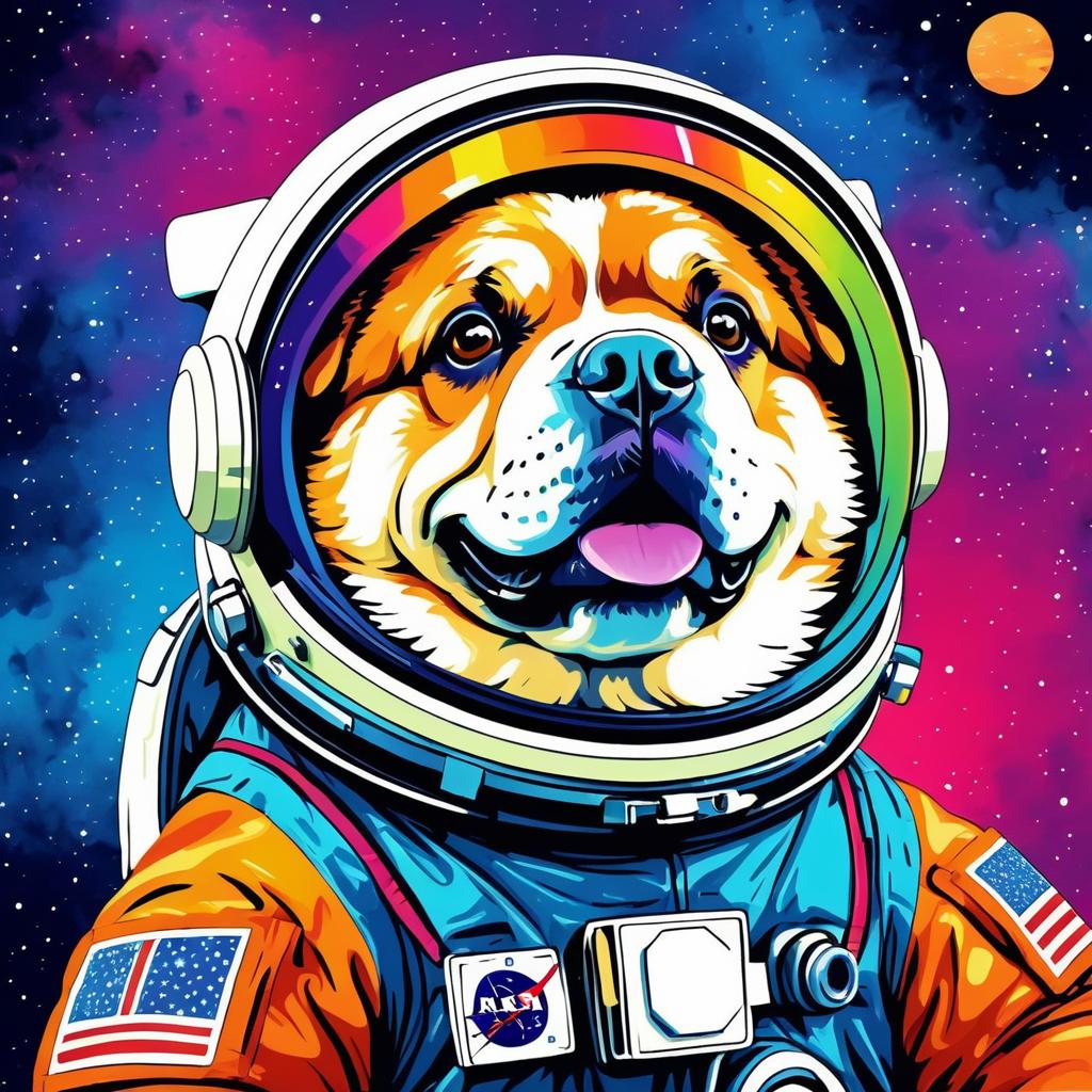 Nostalgic Fat Dog Astronaut Art