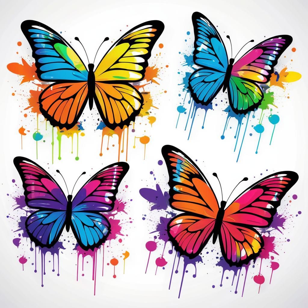 Vibrant Butterfly Graffiti T-Shirt Art