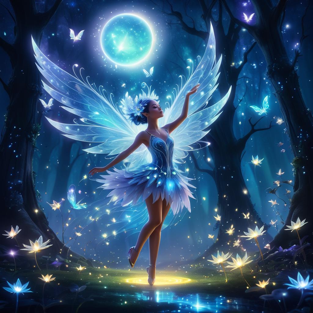 Enchanted Sprite Dancing in Moonlight