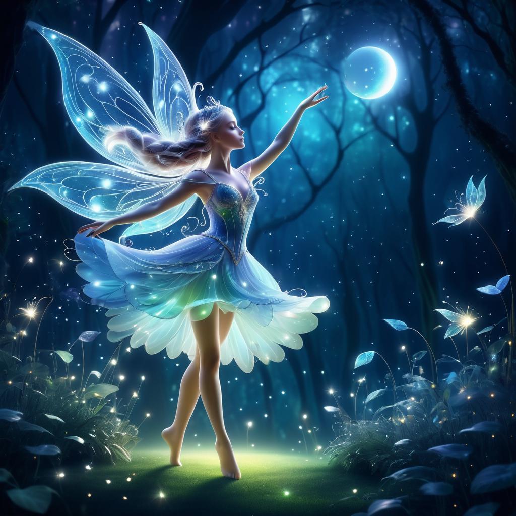 Whimsical Fairy Dance in Moonlit Glade