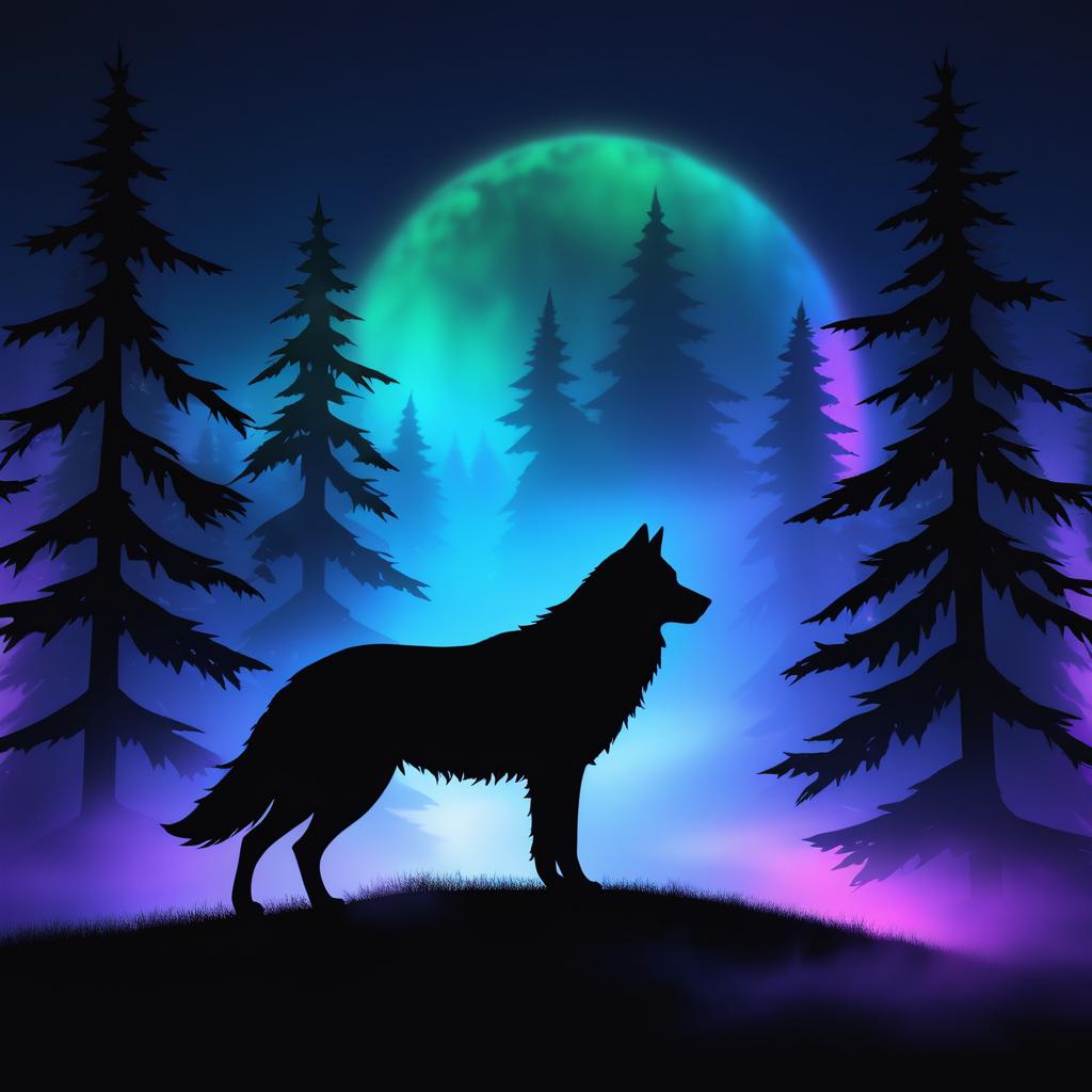 Spectral Wolf Silhouette in 8K Ultra HD