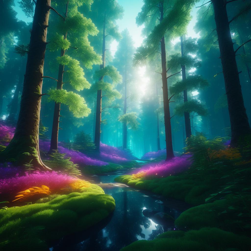 Enchanted Universe Forest in Vibrant Colors