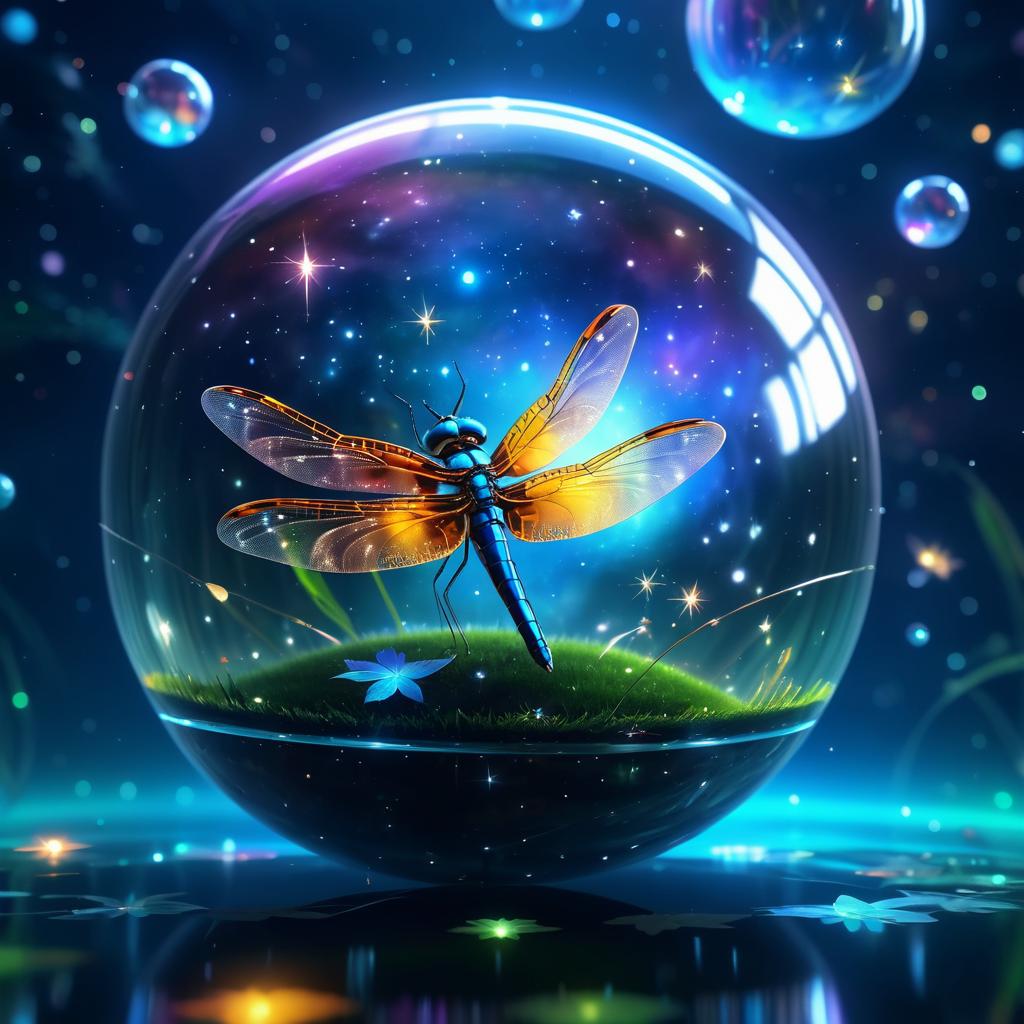 Cute Dragonfly in a Glass Sphere