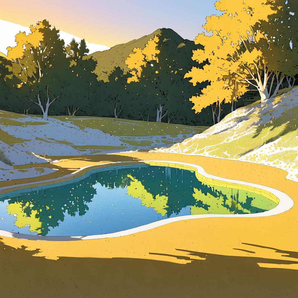 Serene Sulfur Springs in Golden Light